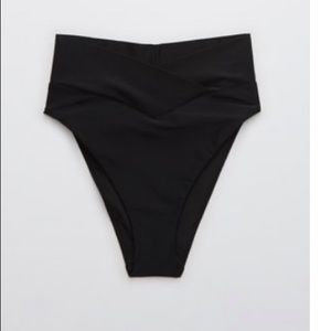 NWT Aerie criss cross high waisted cheeky bikini bottom black size small